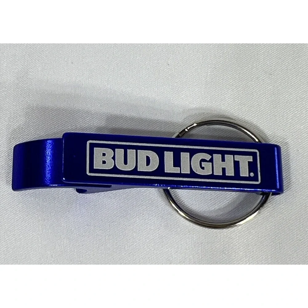 Bud Light Blue Aluminum Bottle Opener Keychain Set of 2 New in Pack